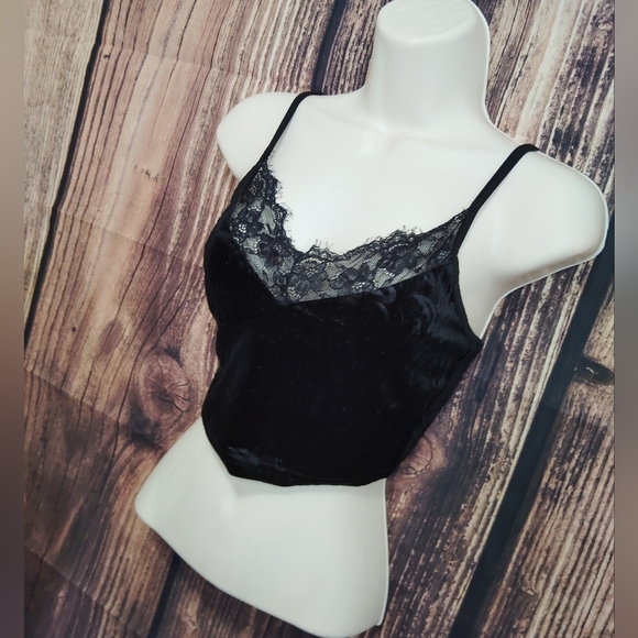 Cider women's crushed velvet lace corset bandeau top (NWOT) size XS - Picture 2 of 4
